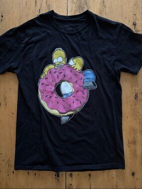 The Simpsons Men's Black Graphic Tee with Homer Simpson US M